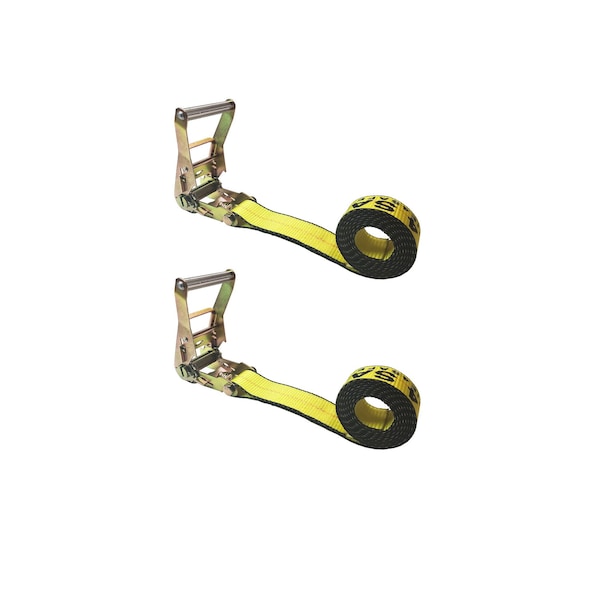 Heavy Duty 2" x 20' Utility Endless Ratchet Tie Down Strap for Cargo Bundling Yellow, 2PK